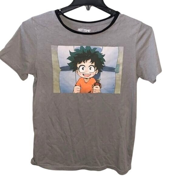 Hot Topic My Hero Academia Deku Graphic Tee Gray Crewneck M - Picture 1 of 8